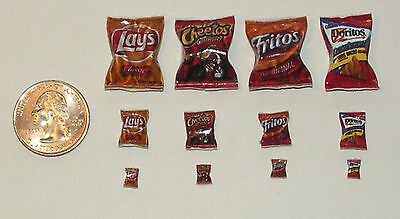 Lot of Dollhouse Miniature Food 4 bags of potato chips 1:24 Dollys Gallery H138