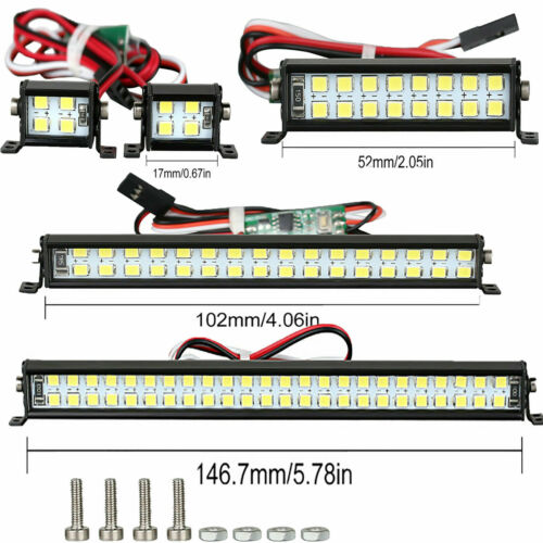 For SCX10 D90 TRX4 1/10 RC Climbing Car Spotlight Dual-Row Roof Lamp Light Kit